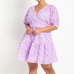 NWT Eloquii Sheer Mini Dress - Lavender Floral 3D